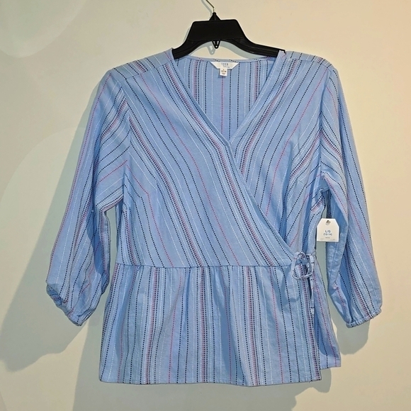 Time and Tru Tops - Time and Tru blue pink black white top. Size large. NWT.